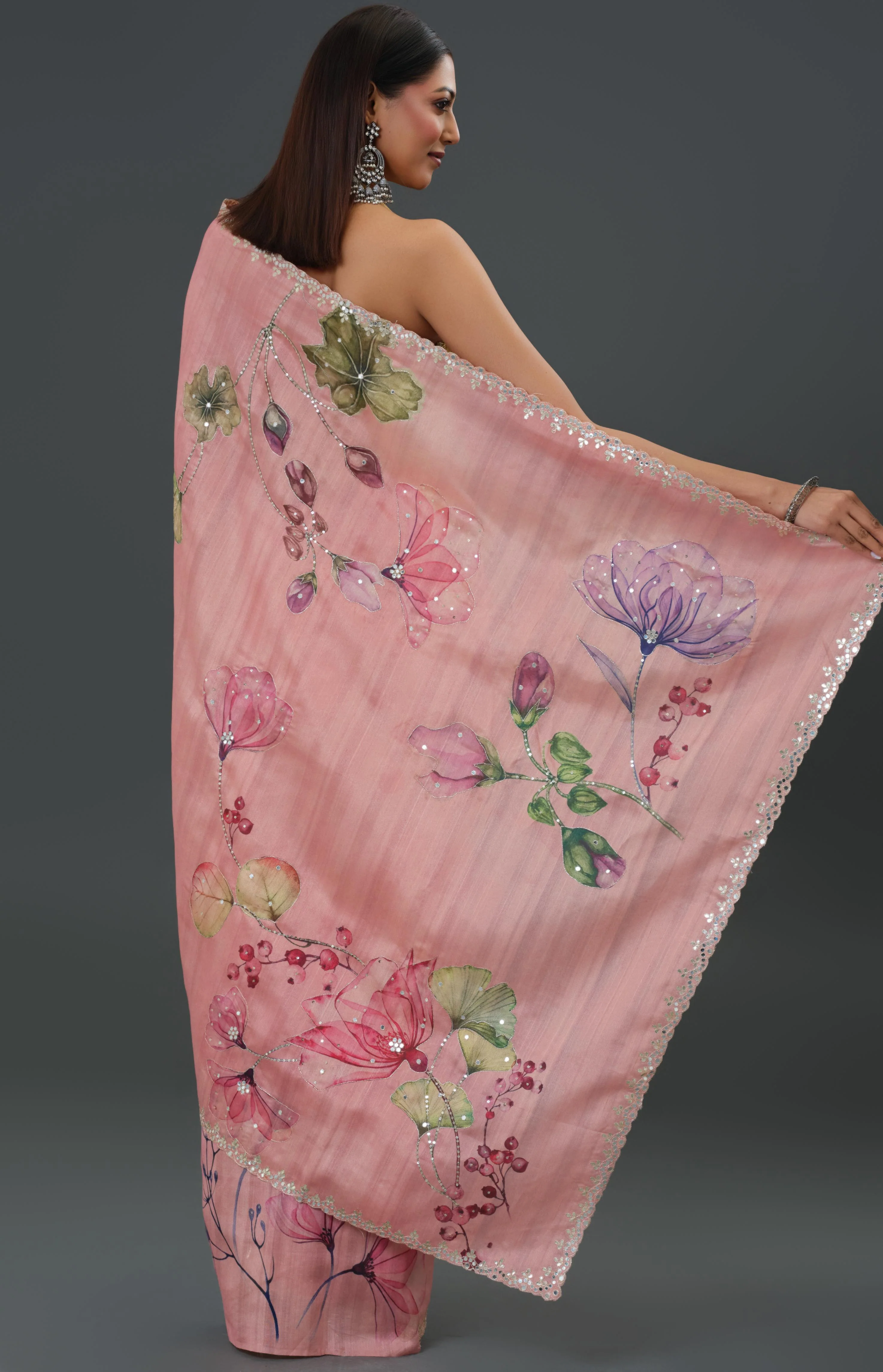 Pink Affair Tussar Silk Saree - Image 3