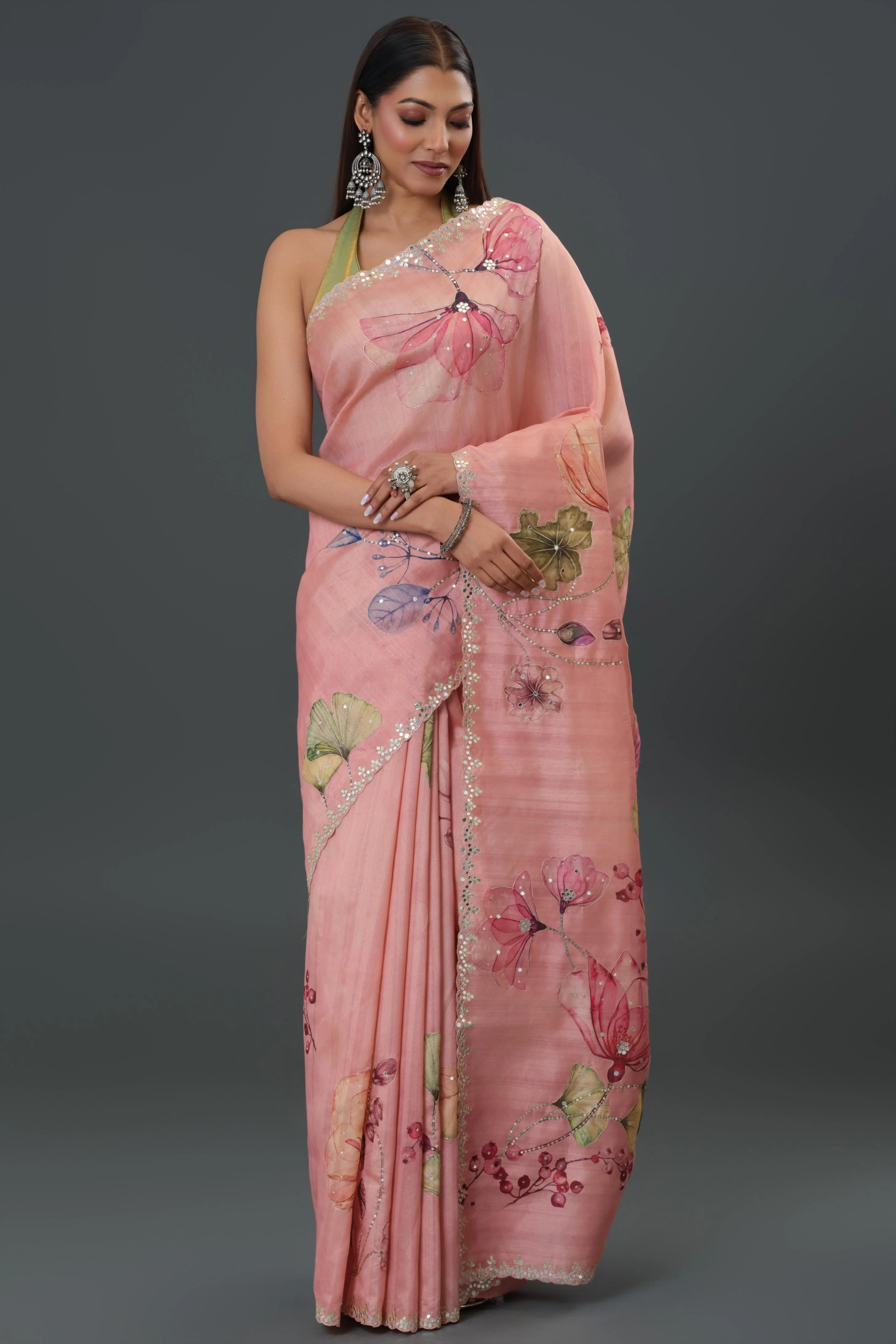 Pink Affair Tussar Silk Saree - Image 4