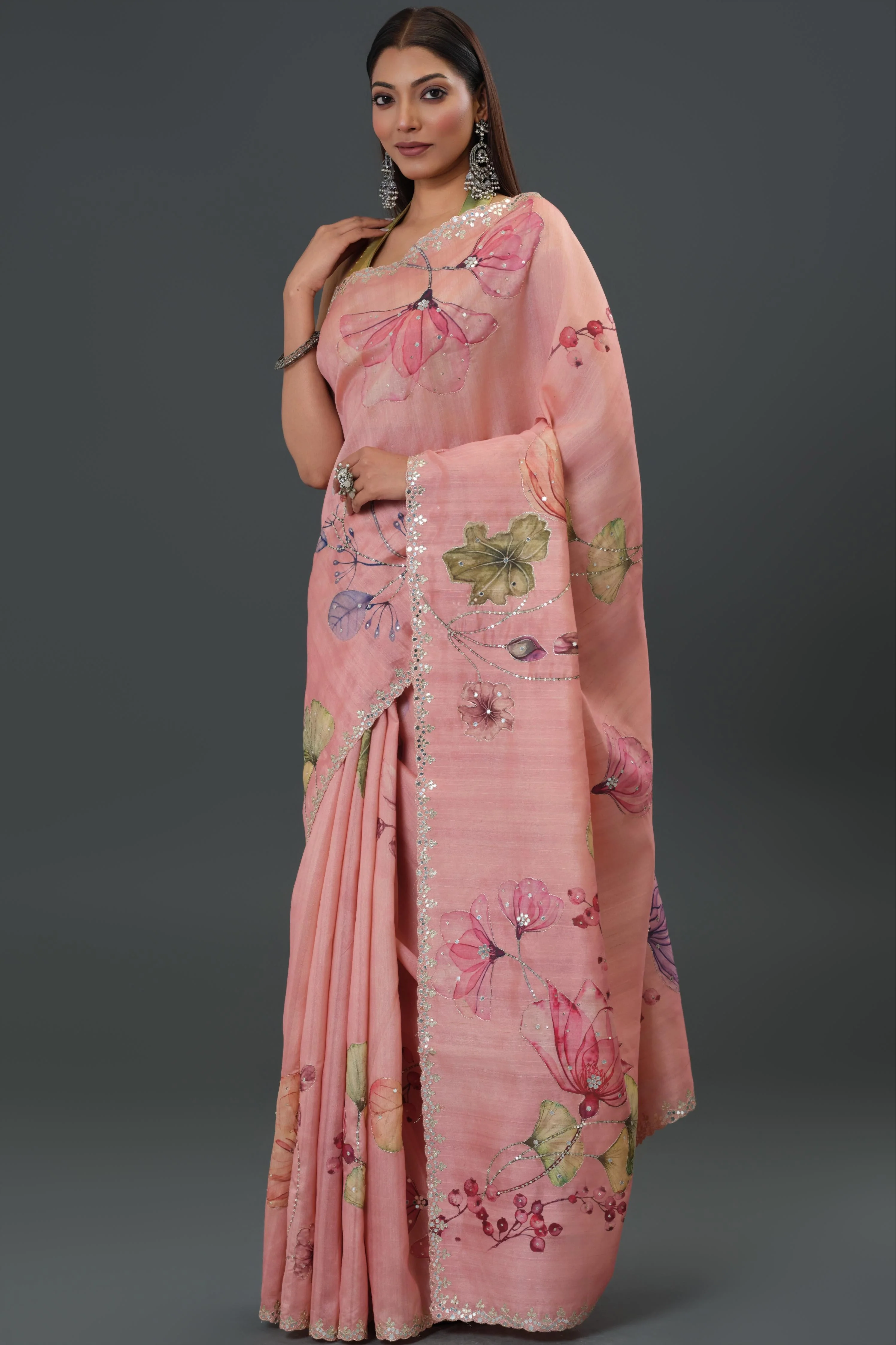 Pink Affair Tussar Silk Saree - Image 5