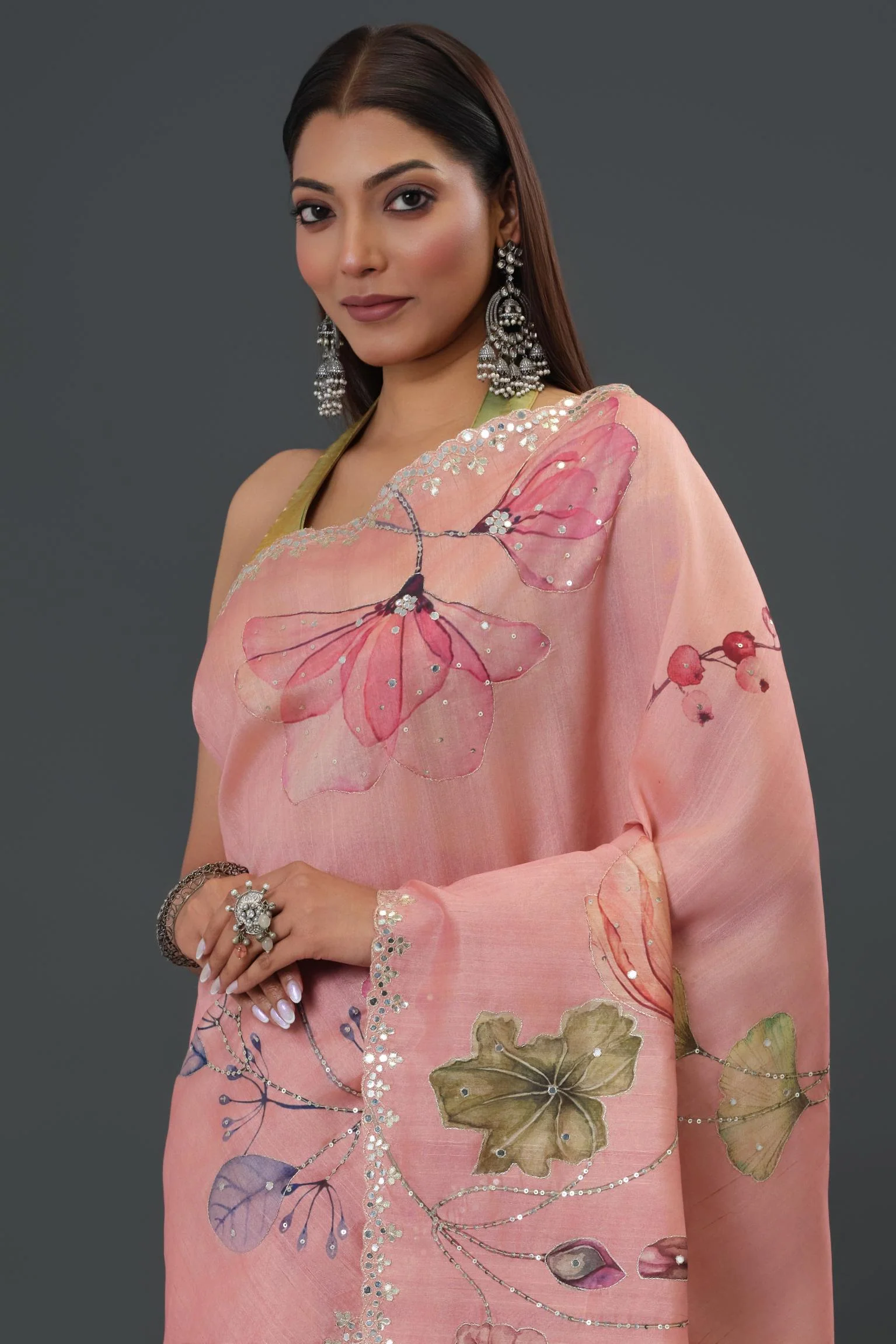 Pink Affair Tussar Silk Saree - Image 6