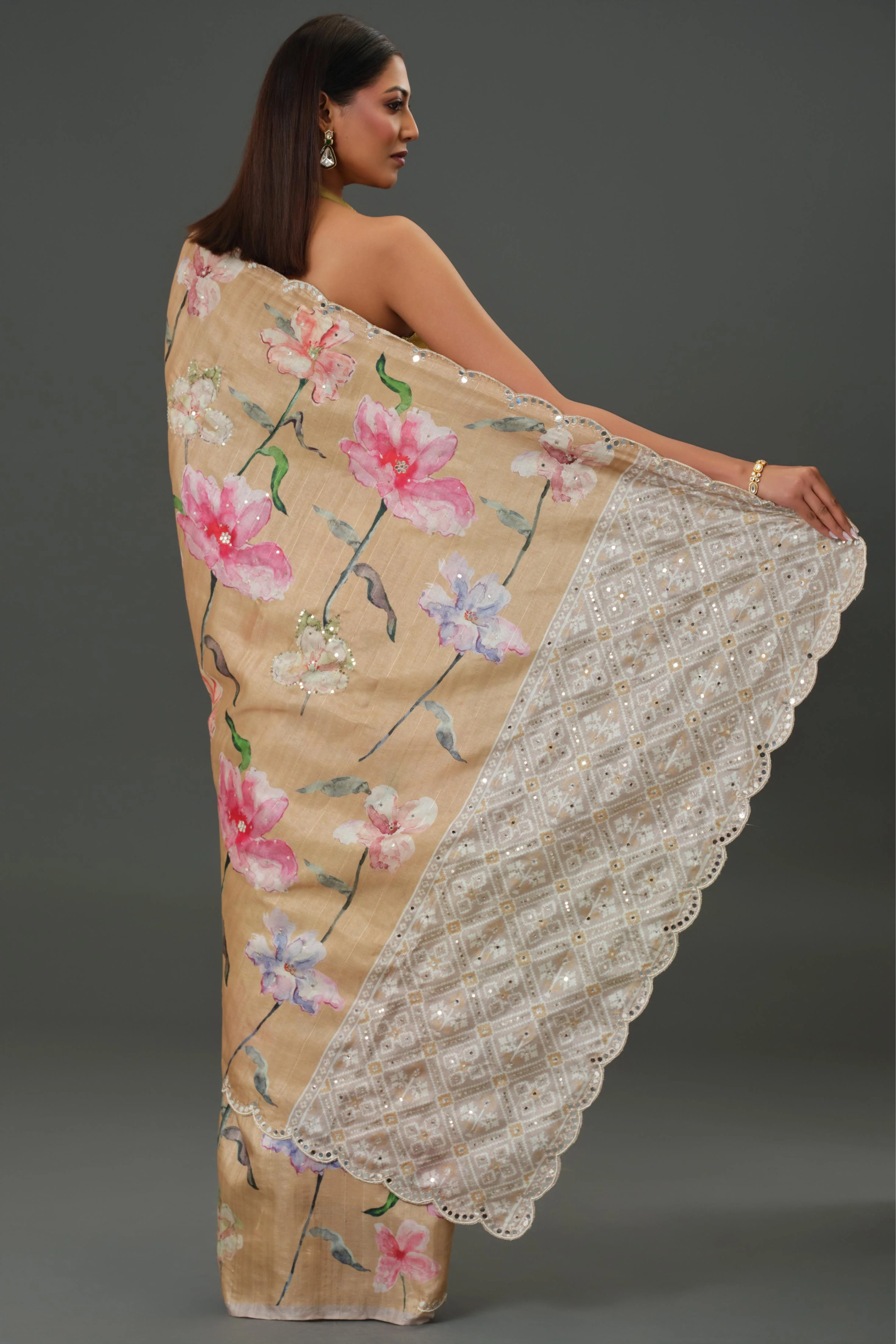 Golden Hour Tussar Silk Saree - Image 3