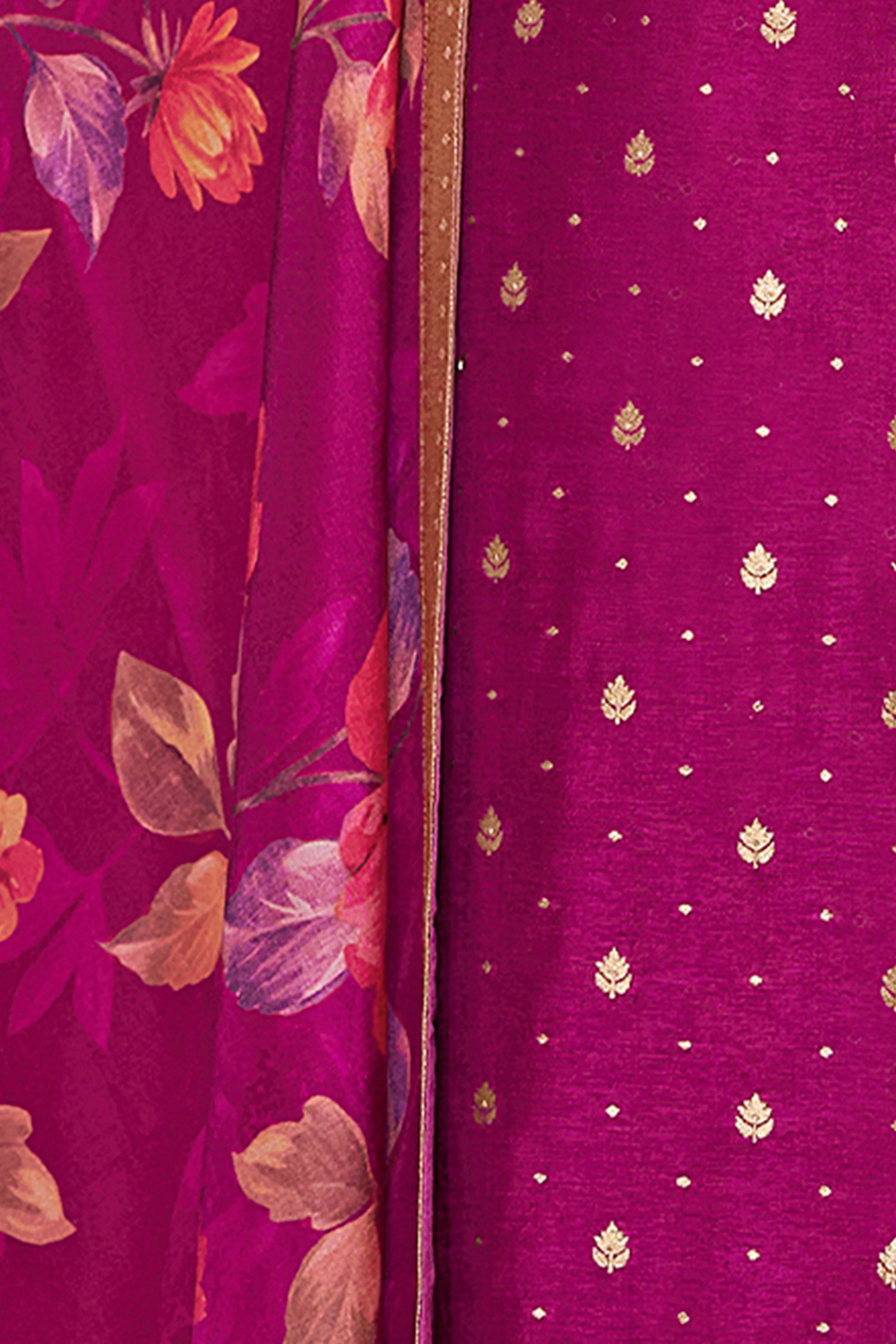 Dark Purple Embellished Premium Silk Pant Set - Image 2