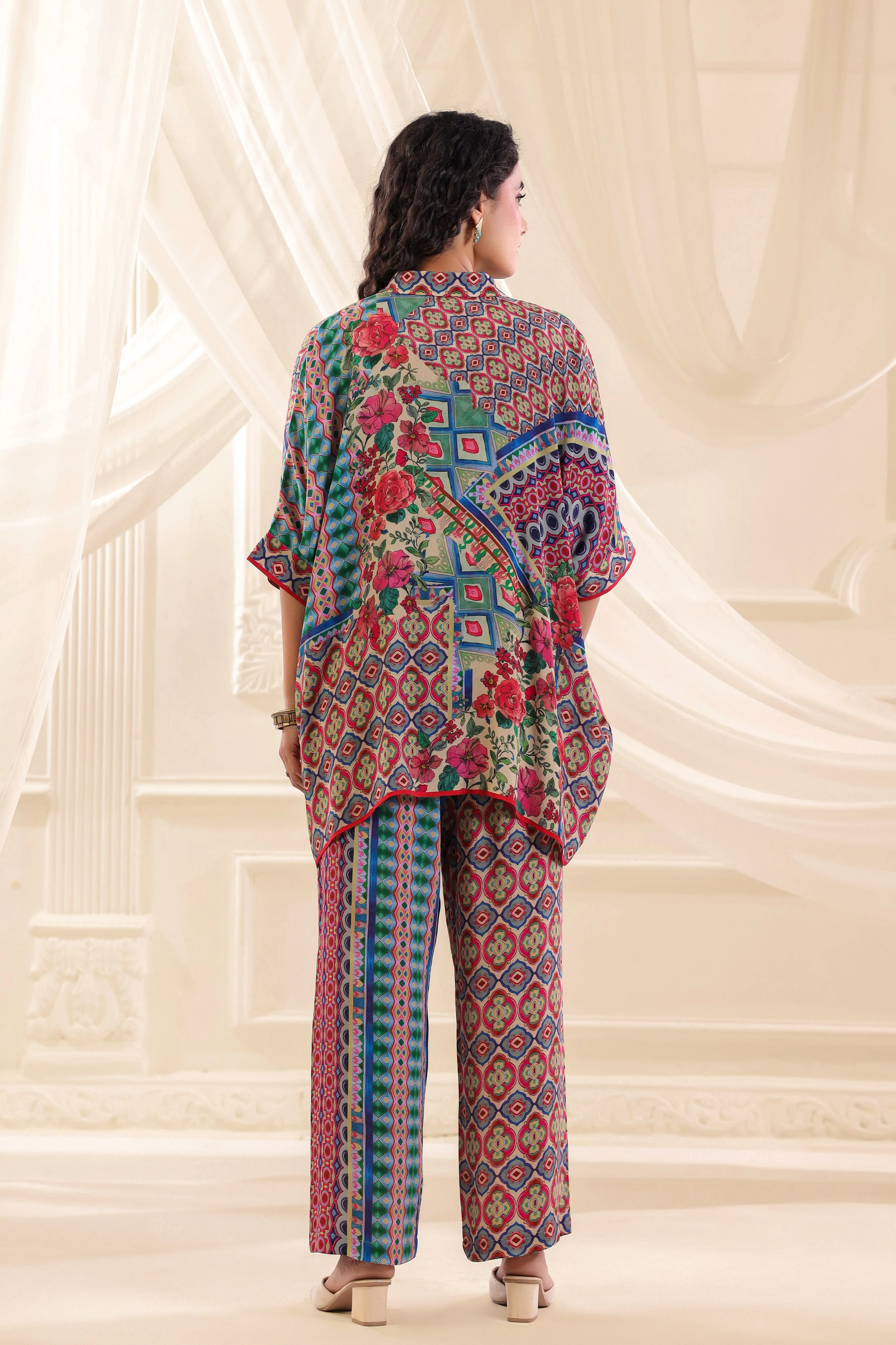 Vibrant Mix Printed Crepe Silk Co-Ord Set - Image 5