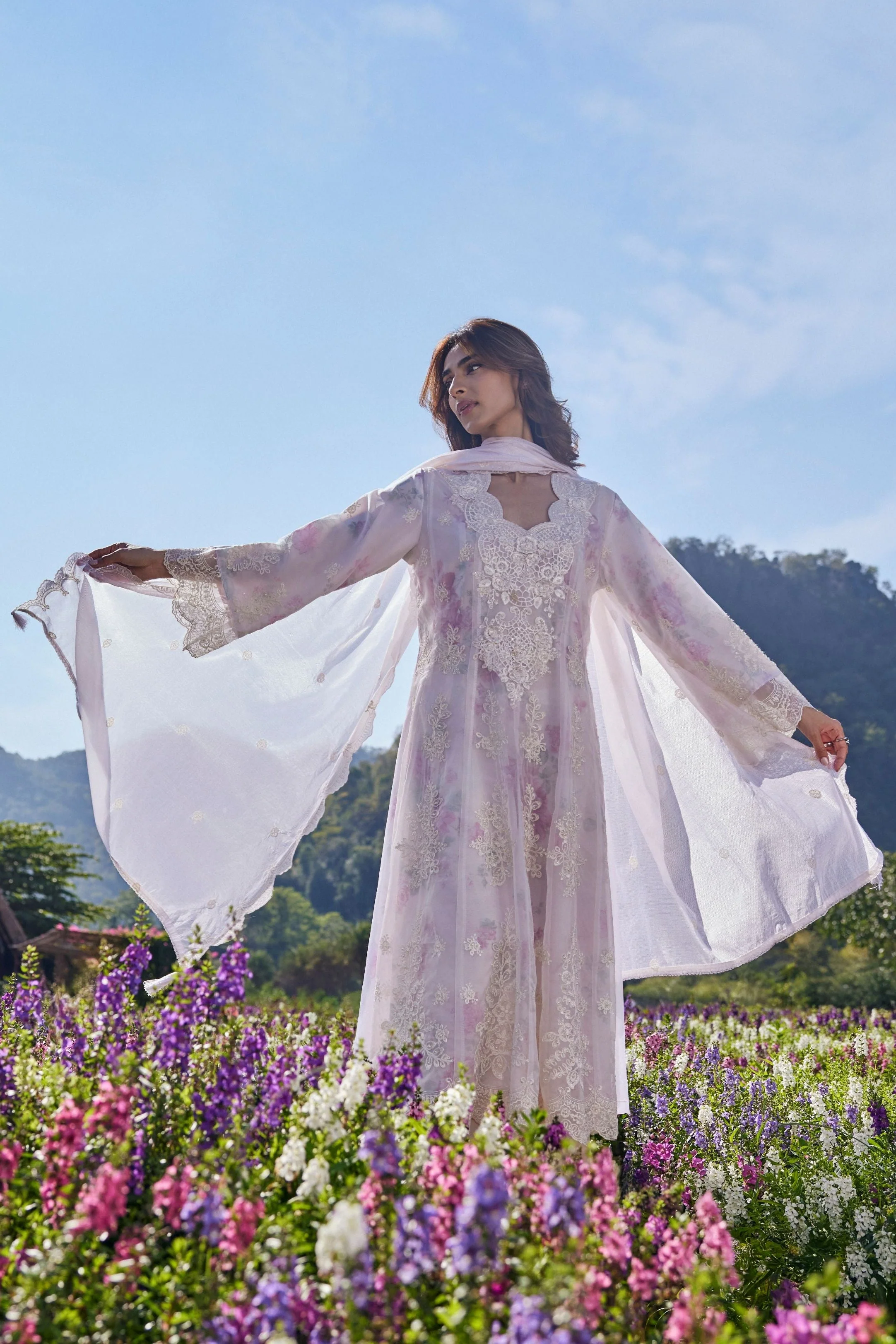 Noor Pearl Embroidered Organza Silk Pant Set - Image 2