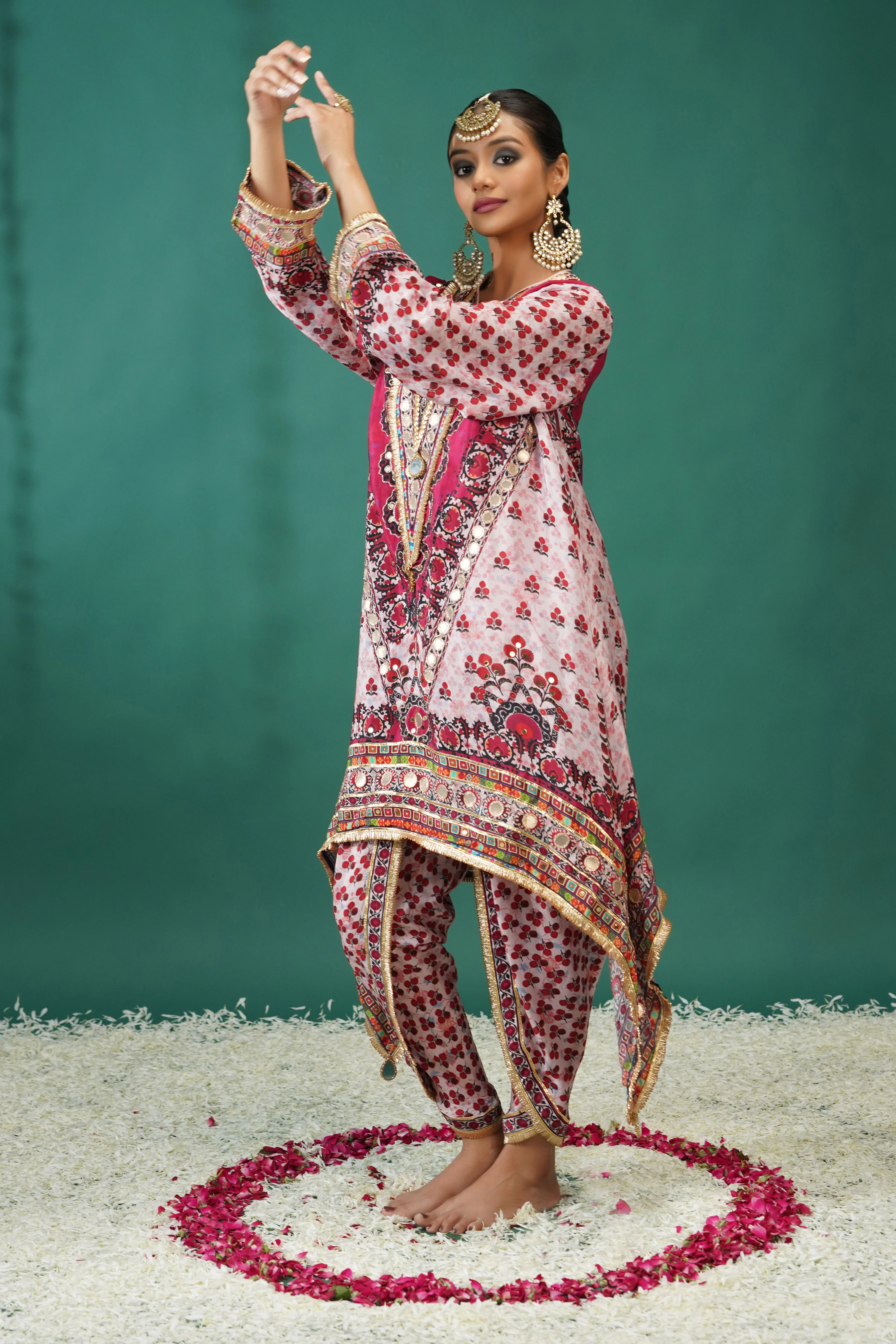 Baby Pink Embellished Crepe Silk Dhoti Set - Image 4
