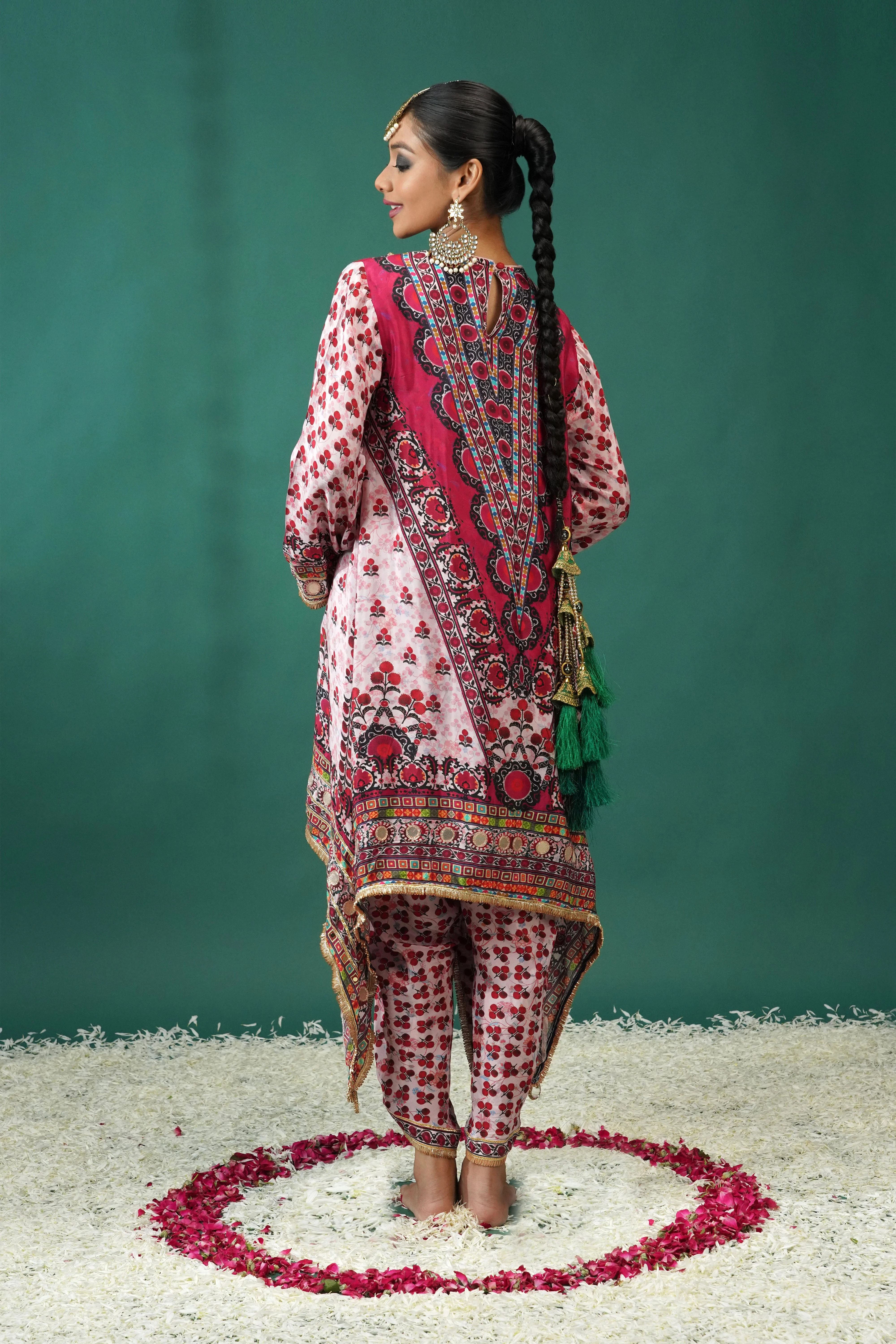 Baby Pink Embellished Crepe Silk Dhoti Set - Image 5