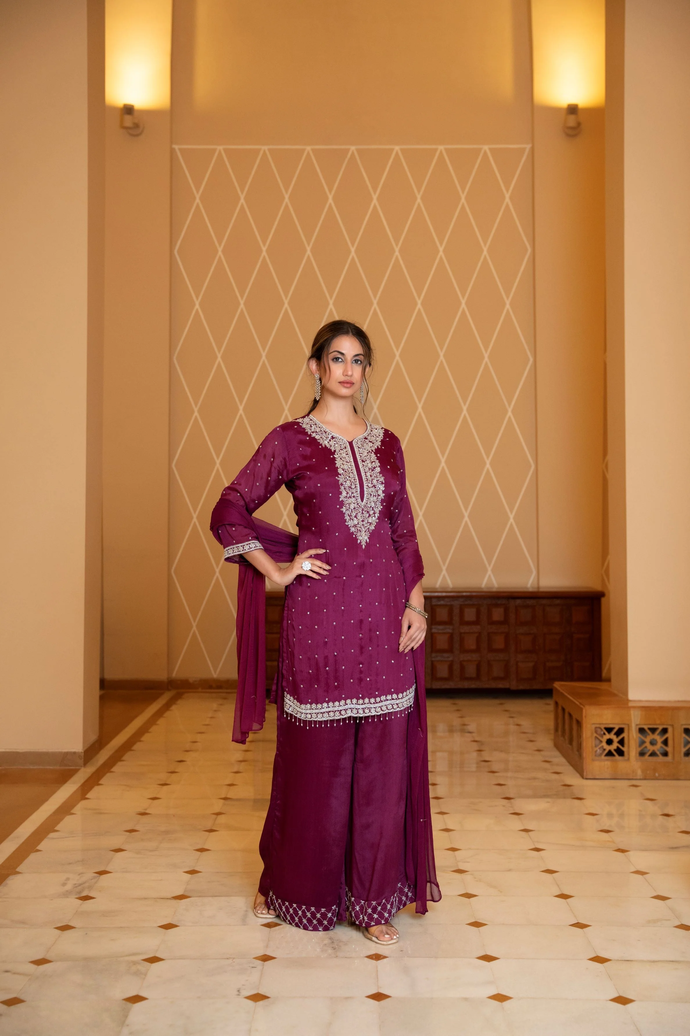 Magenta Rose Palazzo Set - Image 3
