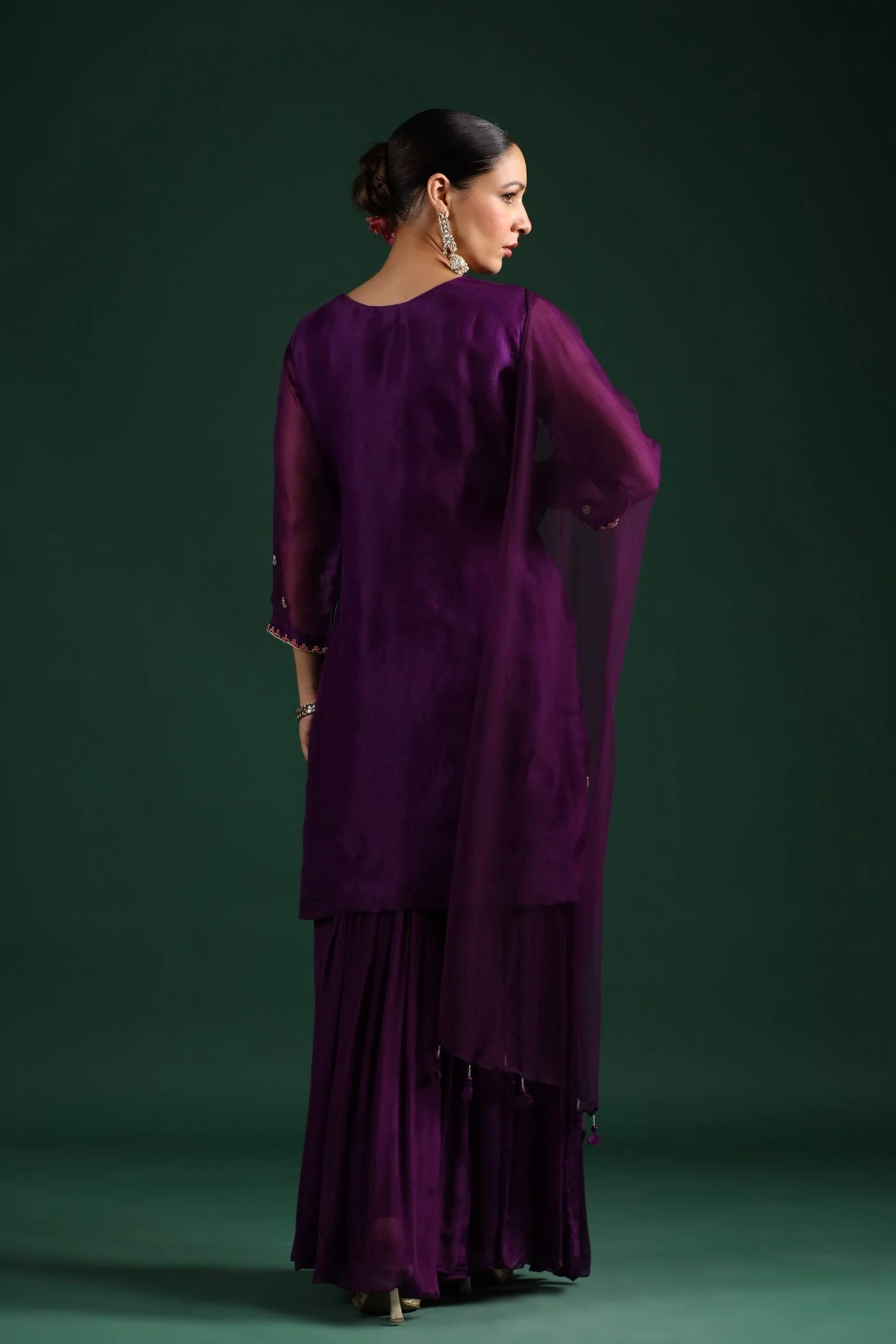 Wine Embellished Sharara Set - Image 6