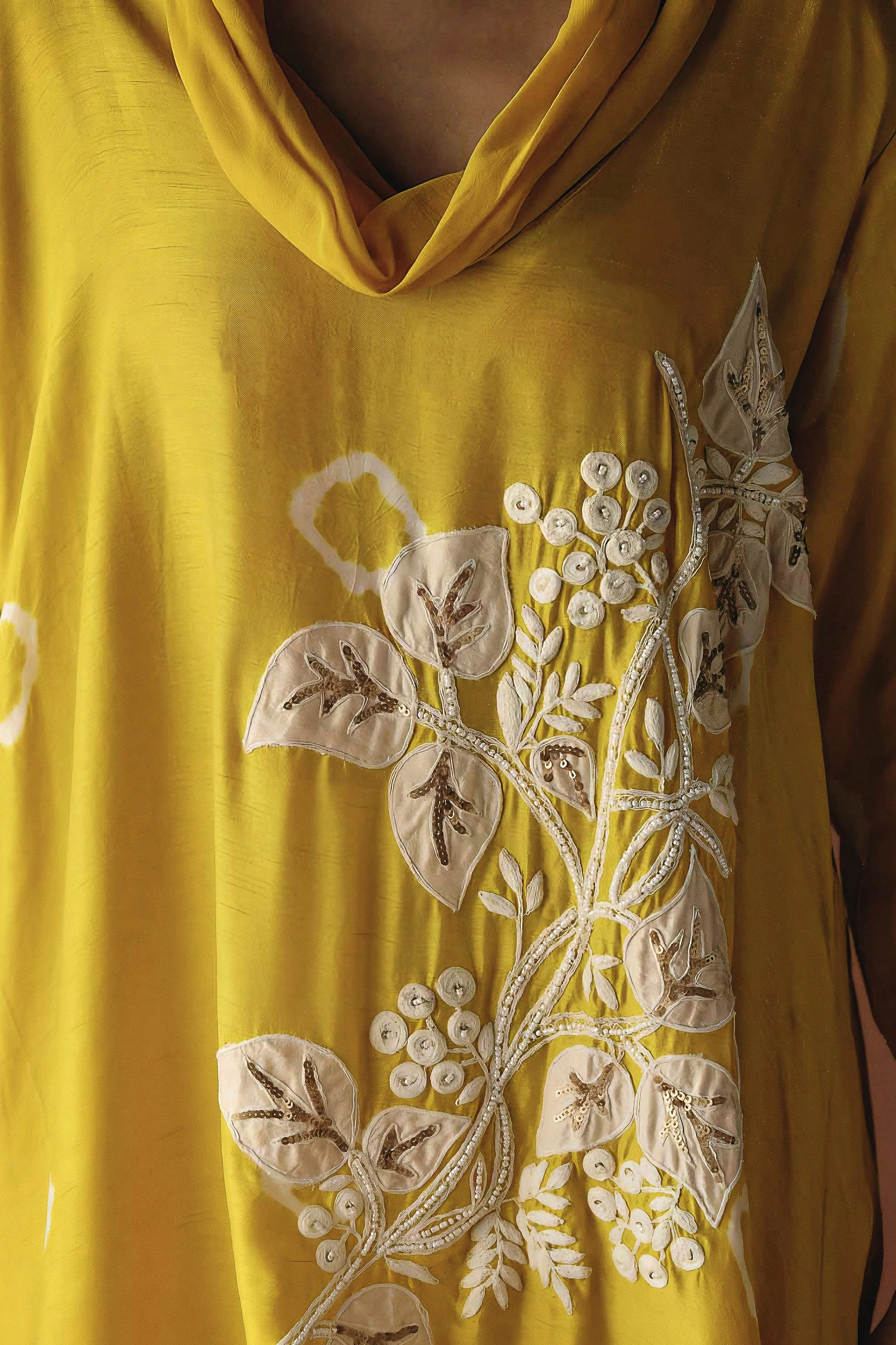 Amber Yellow Embellished Raw Silk Kurta Set - Image 2