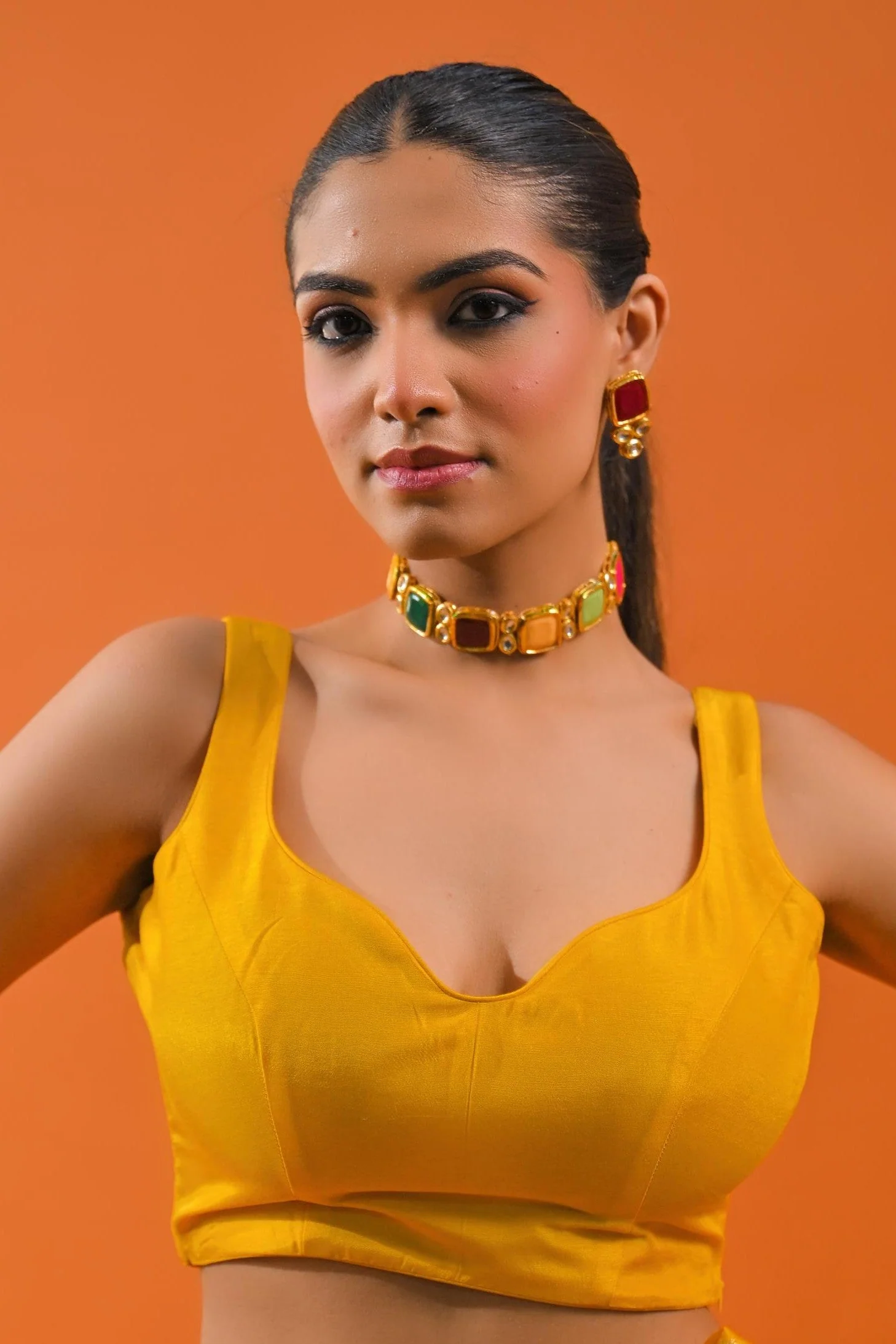 Yellow Embroidered Dola Silk Saree - Image 9