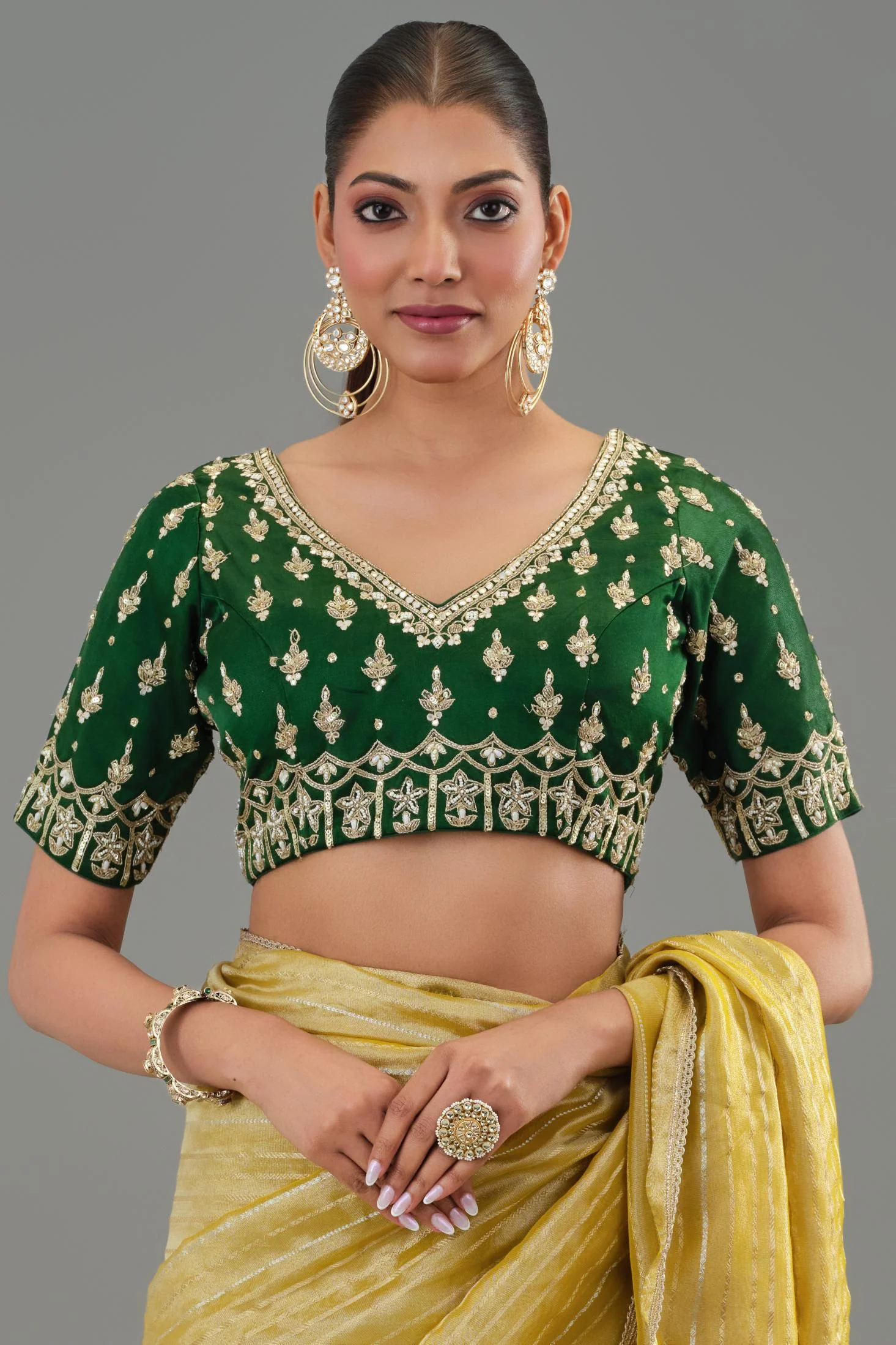 Daisy Yellow Tissue Silk Saree - Image 8